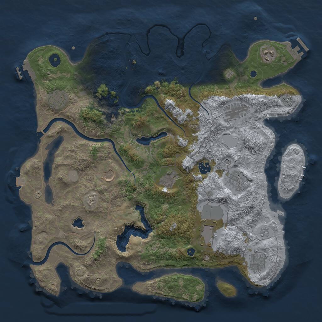 Rust Map: Procedural Map, Size: 4000, Seed: 952702, 16 Monuments