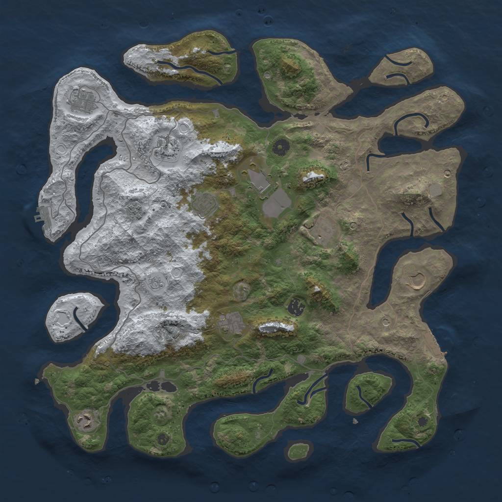 Rust Map: Procedural Map, Size: 4500, Seed: 86516851, 19 Monuments