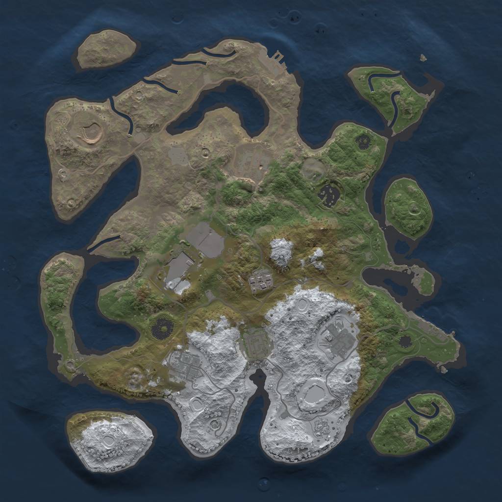 Rust Map: Procedural Map, Size: 3500, Seed: 4480623, 17 Monuments