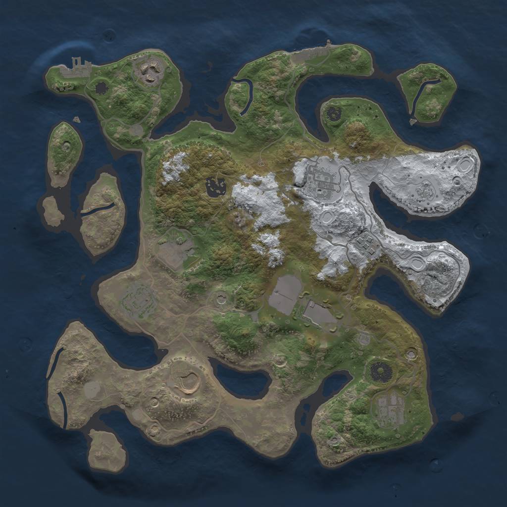 Rust Map: Procedural Map, Size: 3500, Seed: 4922729, 18 Monuments