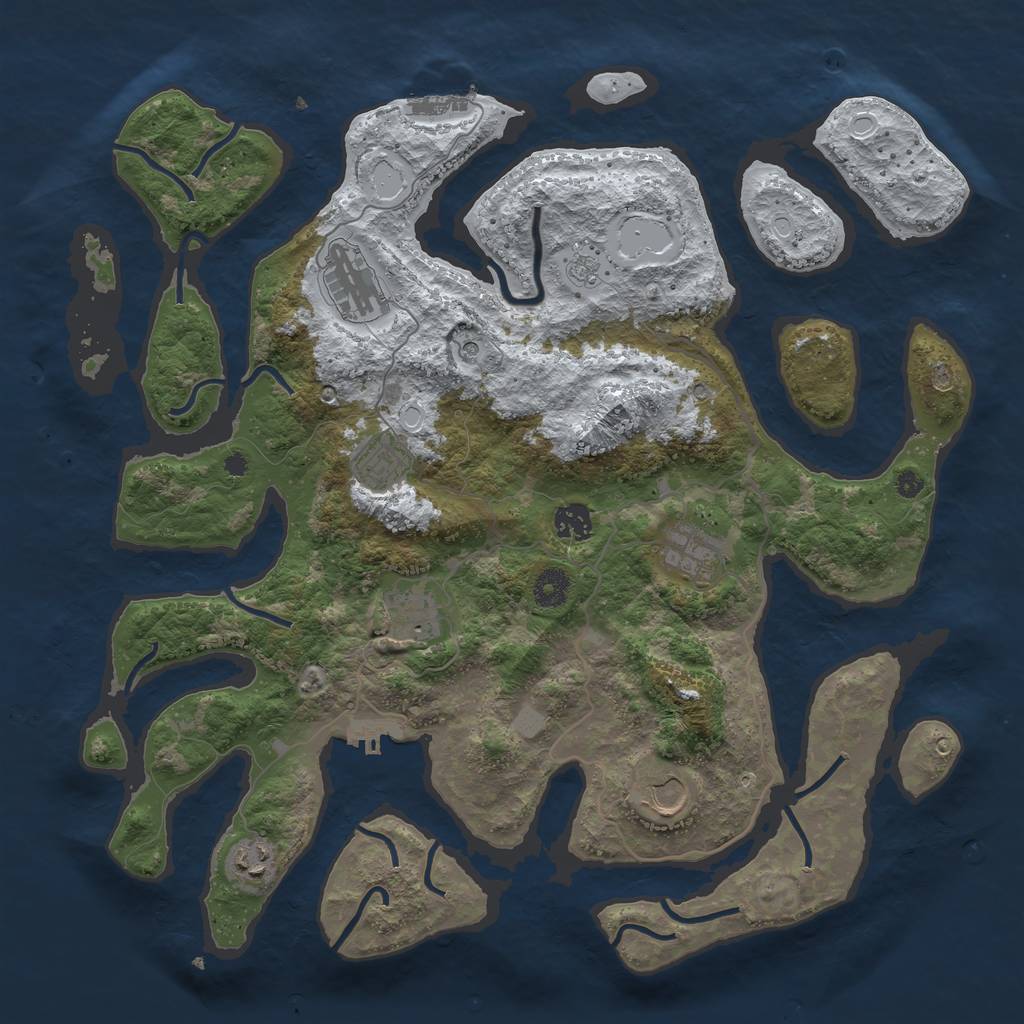 Rust Map: Procedural Map, Size: 4000, Seed: 371937, 16 Monuments
