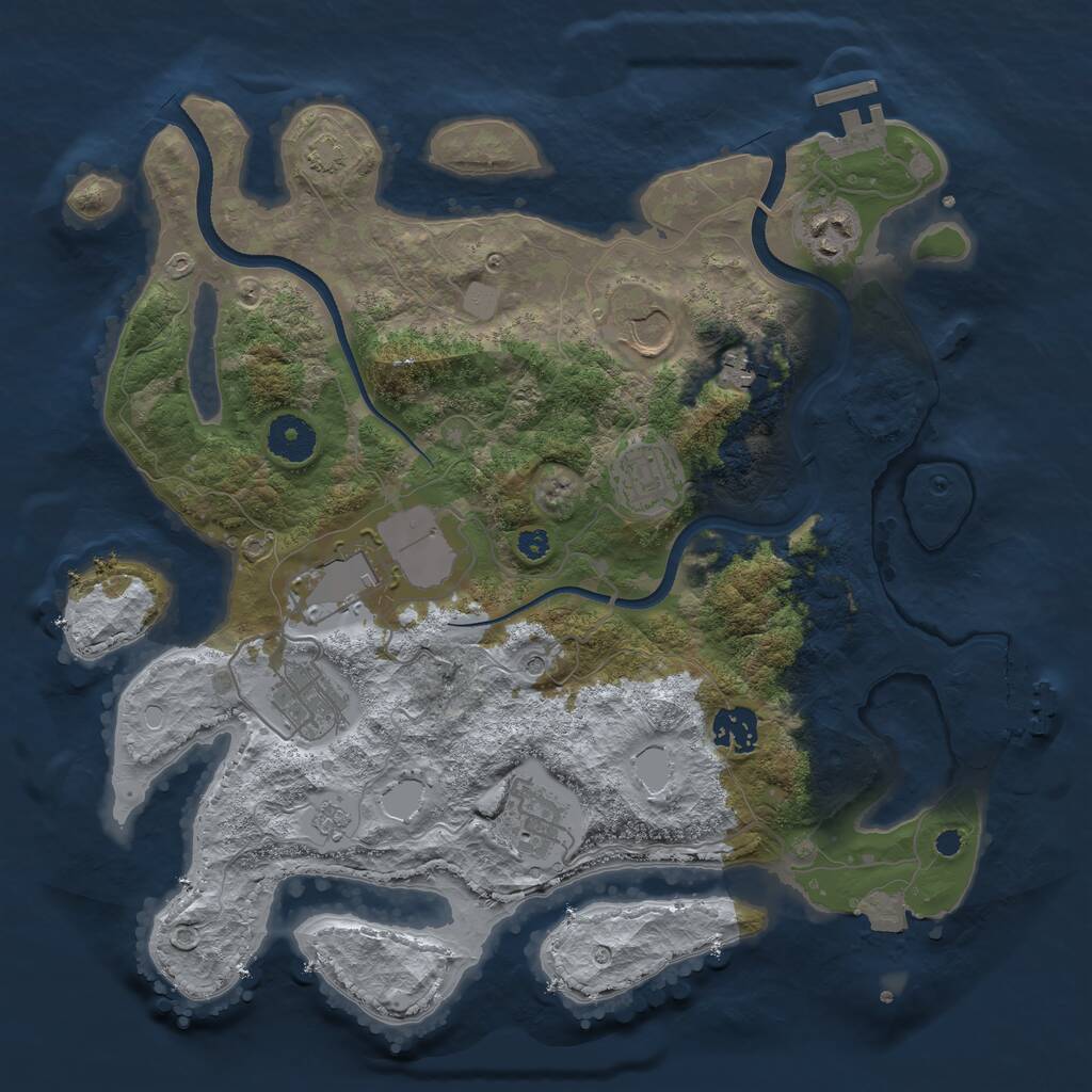 Rust Map: Procedural Map, Size: 3500, Seed: 494988, 14 Monuments