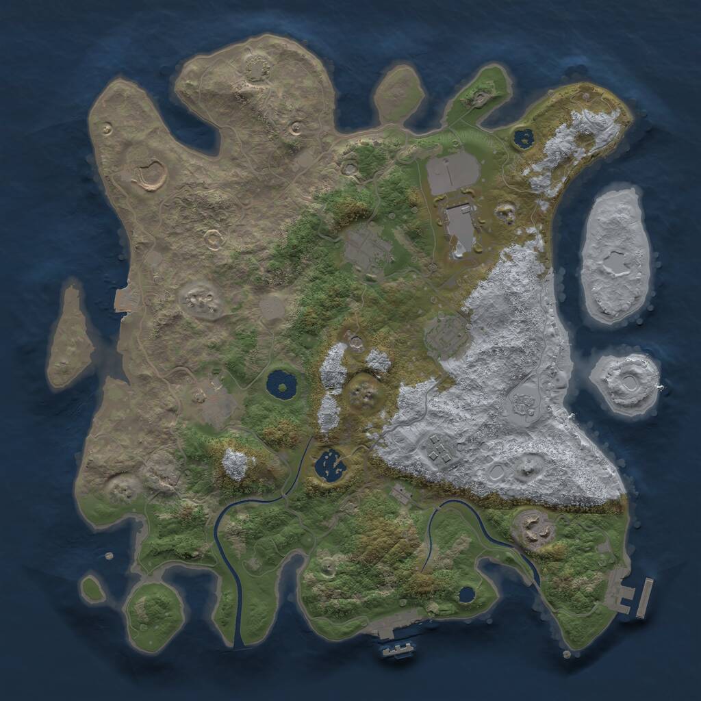 Rust Map: Procedural Map, Size: 3500, Seed: 4228953, 14 Monuments