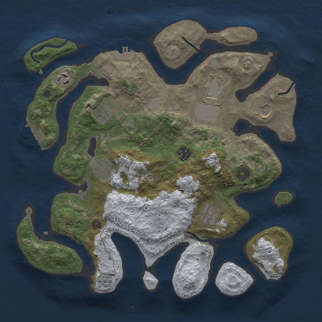 Rust Map: Procedural Map, Size: 3550, Seed: 408974, 17 Monuments
