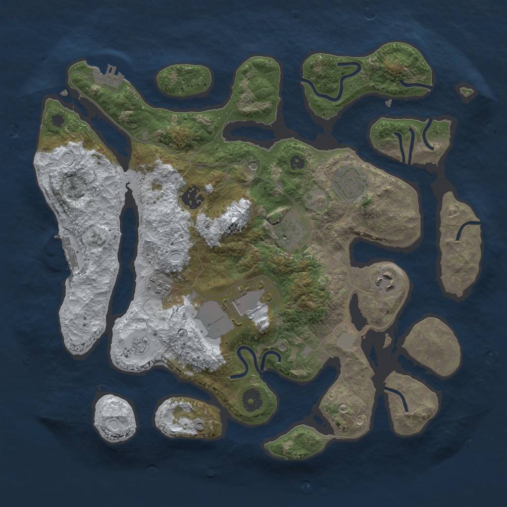 Rust Map: Procedural Map, Size: 3550, Seed: 27641, 15 Monuments