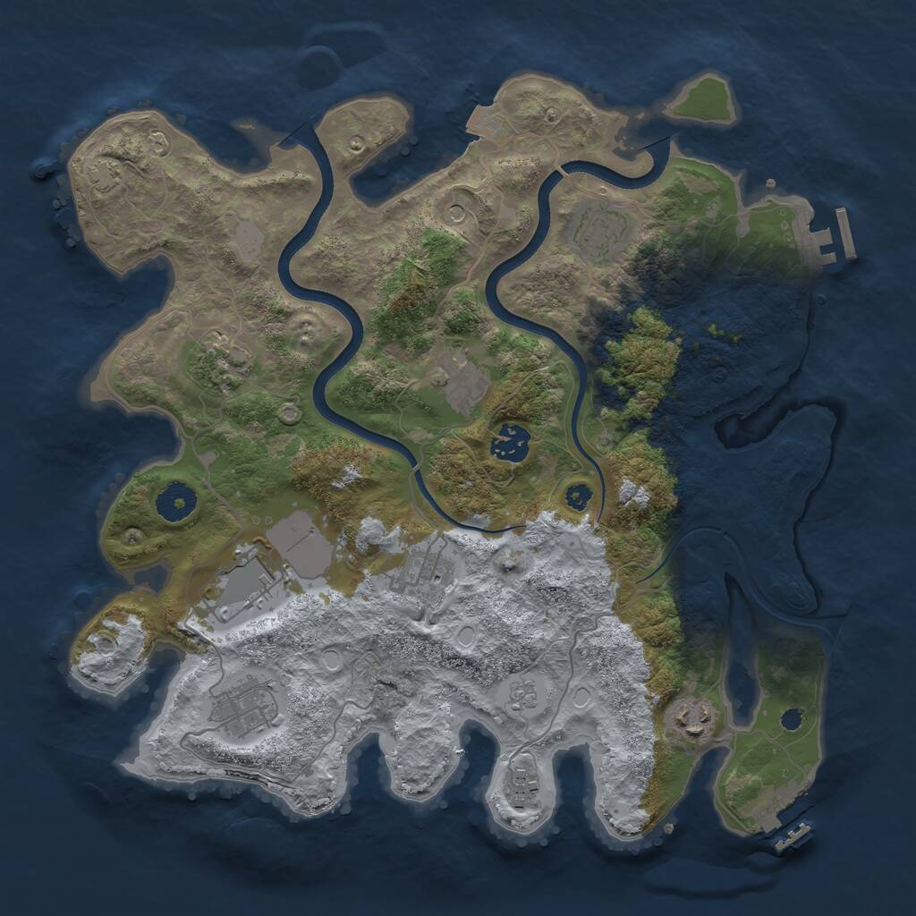 Rust Map: Procedural Map, Size: 3550, Seed: 123237, 15 Monuments