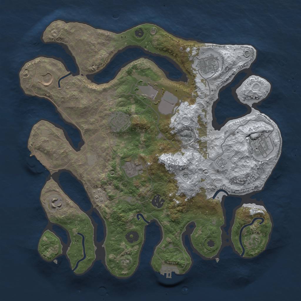 Rust Map: Procedural Map, Size: 3550, Seed: 554474, 18 Monuments