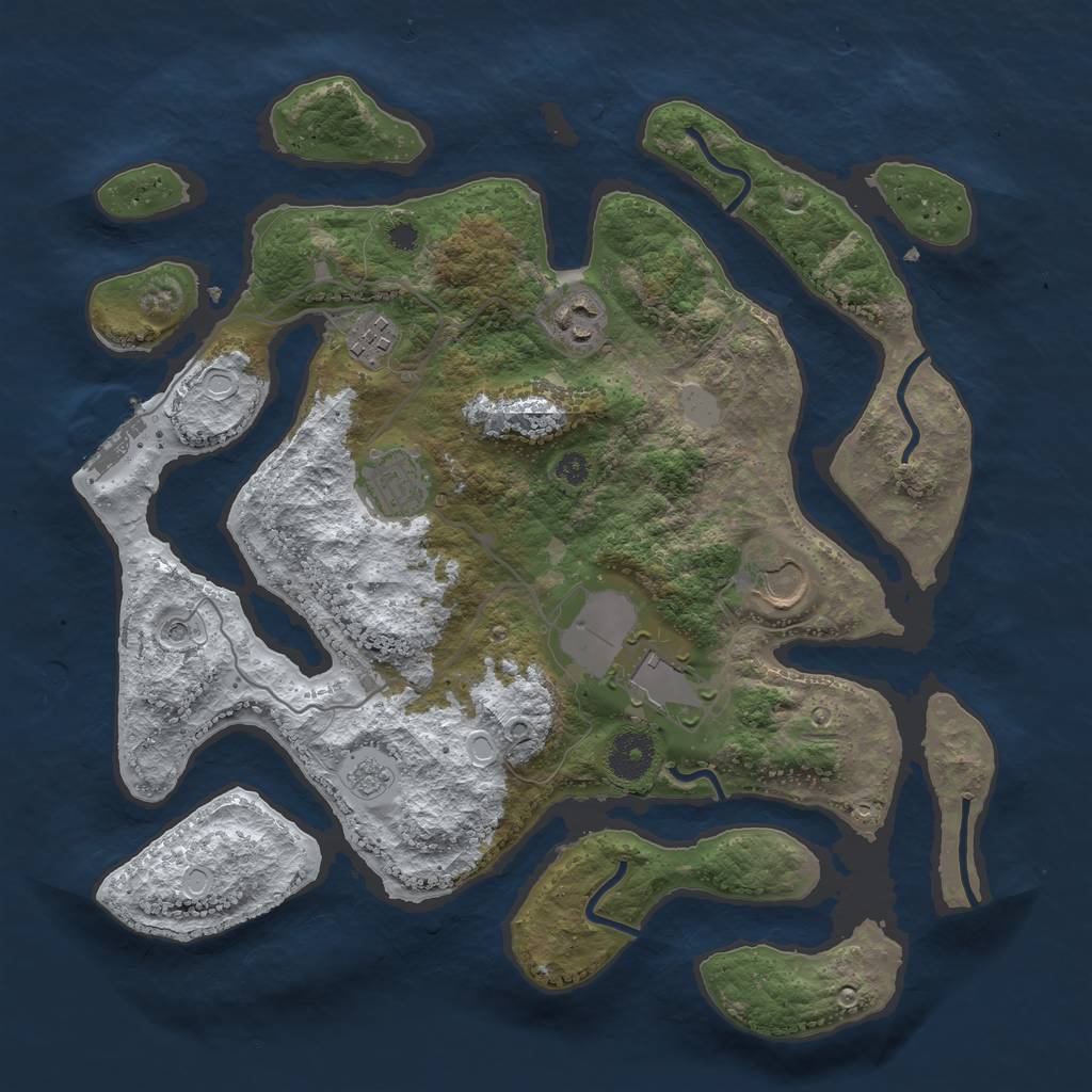 Rust Map: Procedural Map, Size: 3500, Seed: 824437594, 13 Monuments