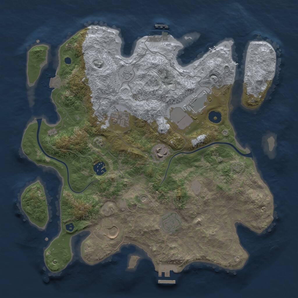 Rust Map: Procedural Map, Size: 3500, Seed: 4557801, 12 Monuments