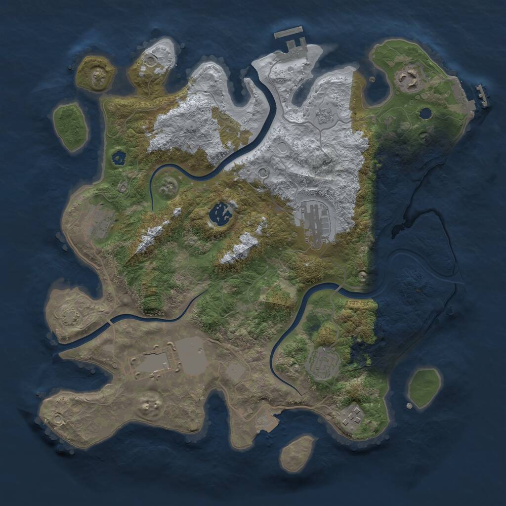 Rust Map: Procedural Map, Size: 3500, Seed: 3186665, 13 Monuments