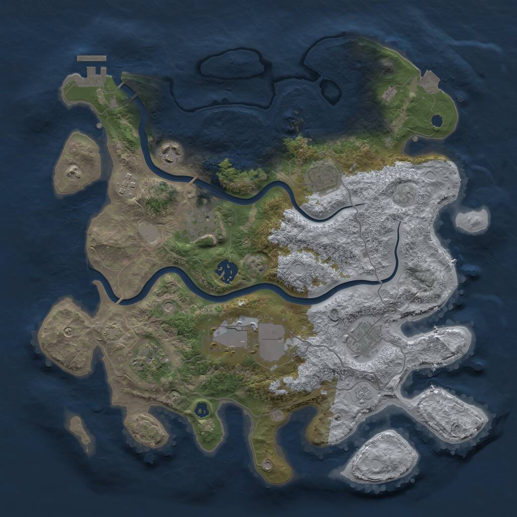 Rust Map: Procedural Map, Size: 3550, Seed: 91394, 13 Monuments