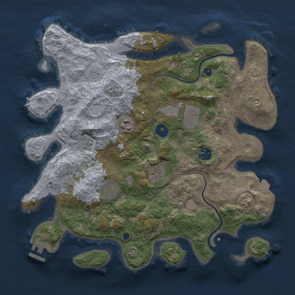 Rust Map: Procedural Map, Size: 3500, Seed: 6159903, 11 Monuments