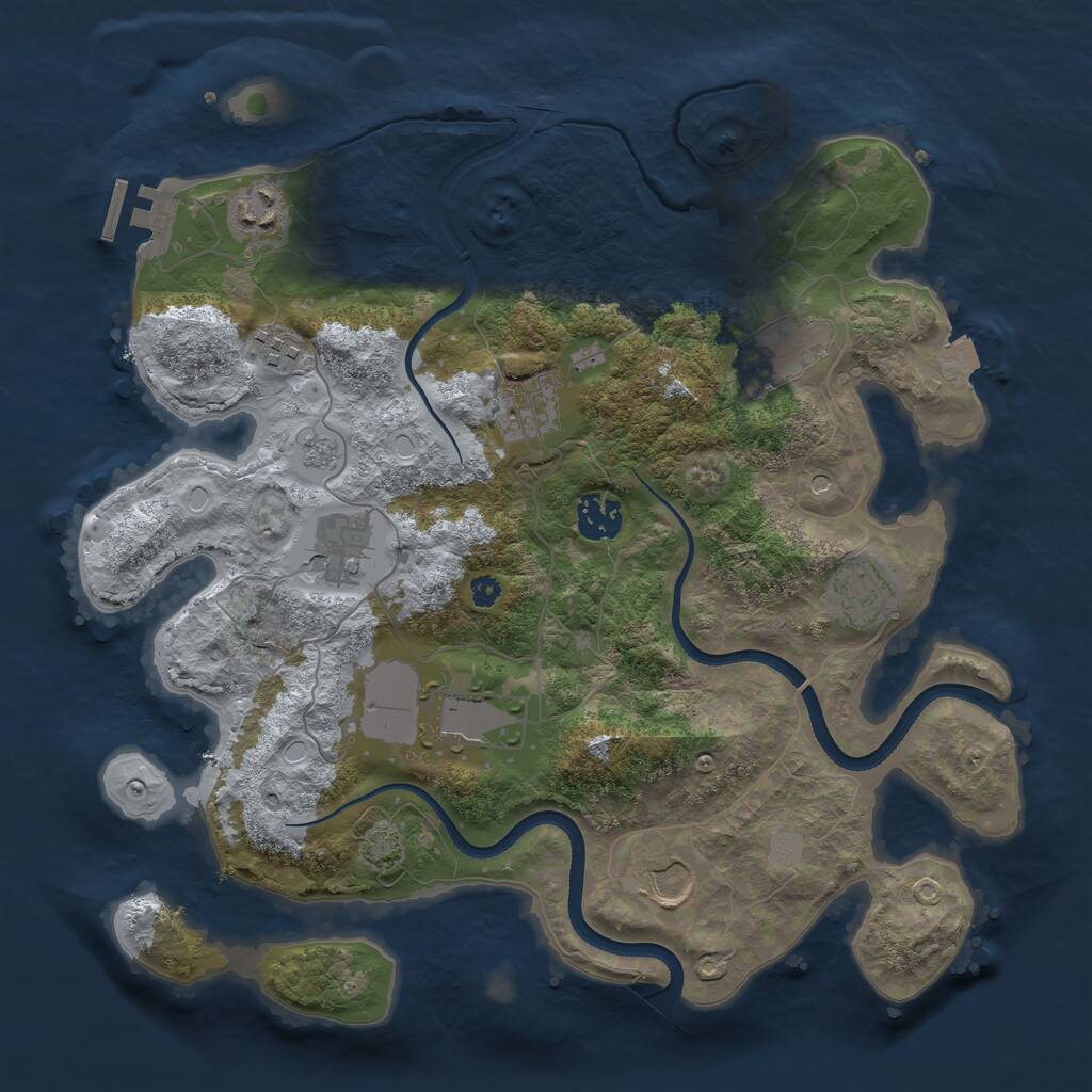 Rust Map: Procedural Map, Size: 3500, Seed: 5741991, 14 Monuments