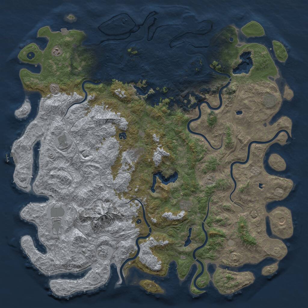Rust Map: Procedural Map, Size: 6000, Seed: 23421, 17 Monuments