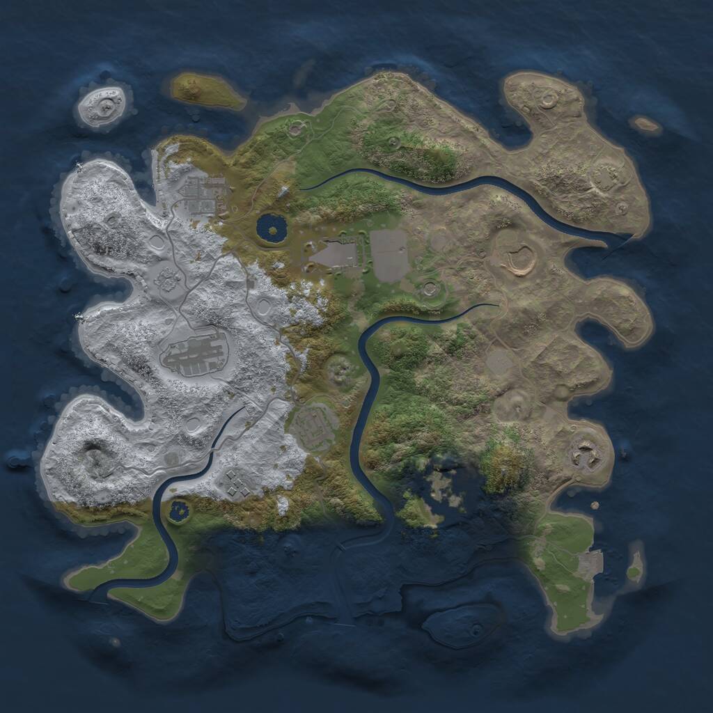 Rust Map: Procedural Map, Size: 3550, Seed: 616665, 12 Monuments