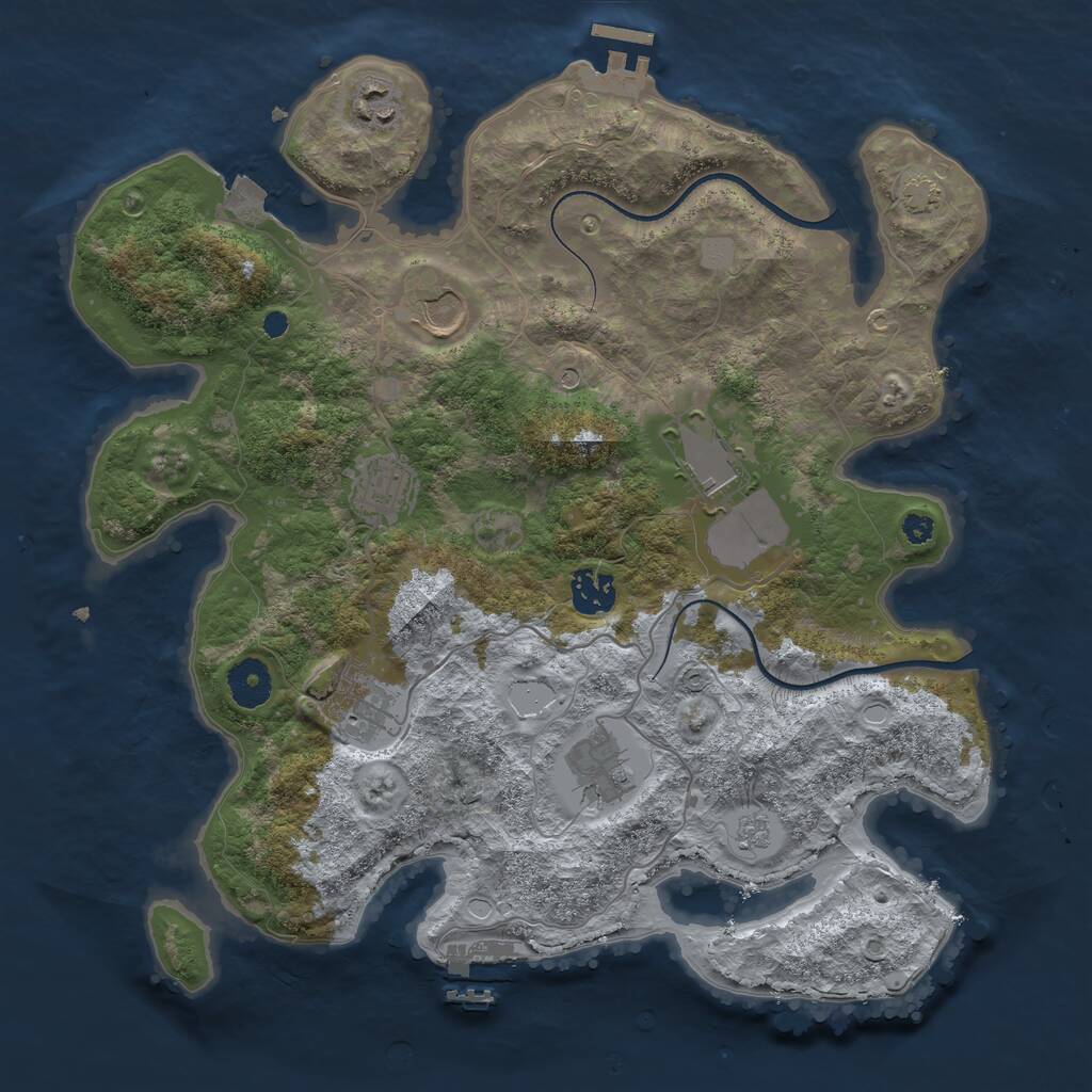 Rust Map: Procedural Map, Size: 3550, Seed: 967933, 13 Monuments