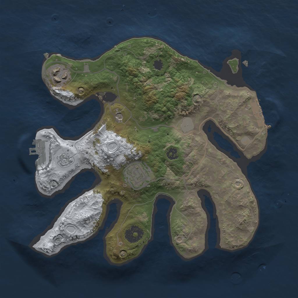 Rust Map: Procedural Map, Size: 2550, Seed: 738428, 11 Monuments