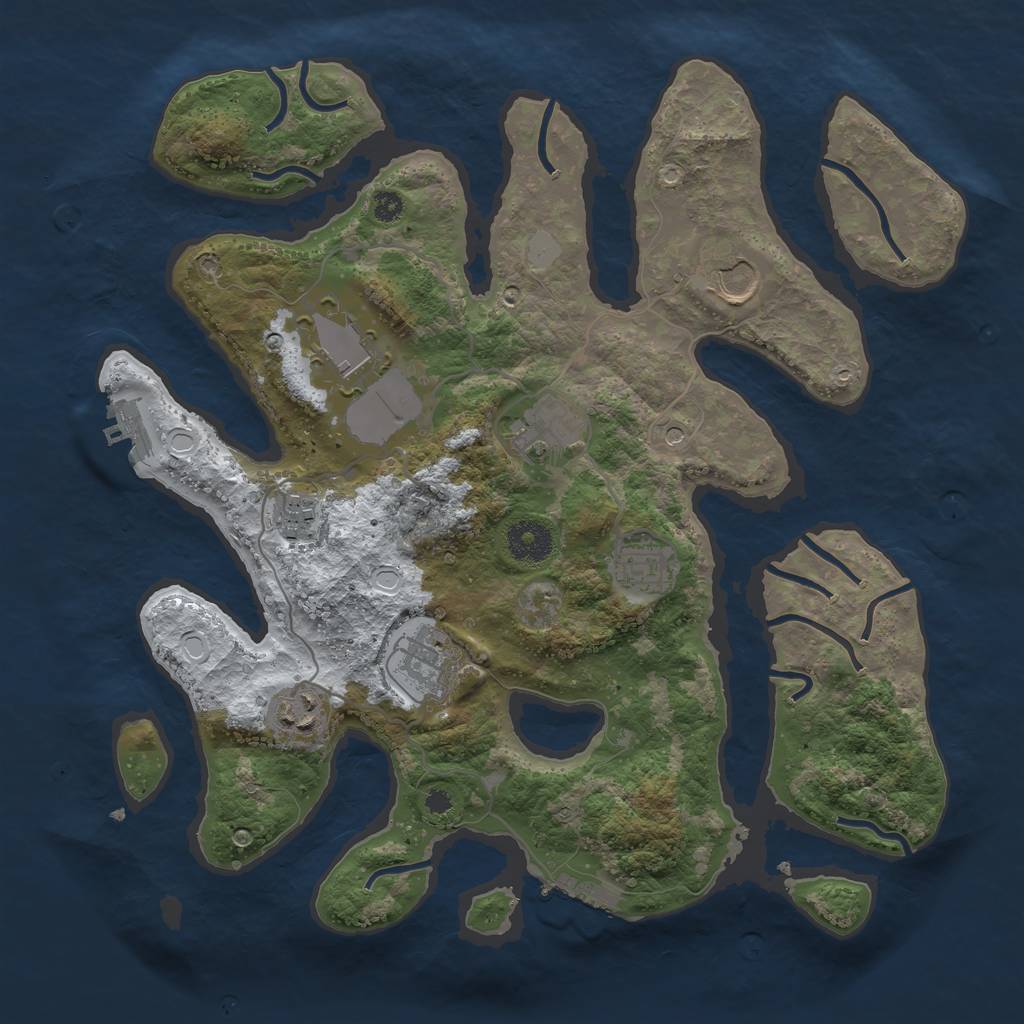 Rust Map: Procedural Map, Size: 3500, Seed: 4833309, 15 Monuments