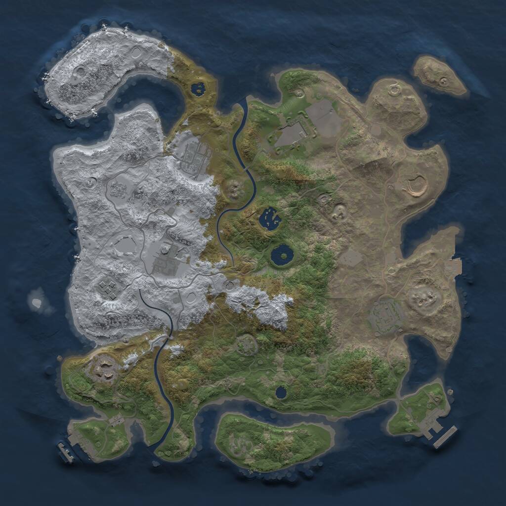 Rust Map: Procedural Map, Size: 3550, Seed: 475151, 14 Monuments