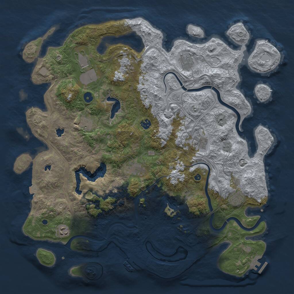 Rust Map: Procedural Map, Size: 4500, Seed: 48596247, 16 Monuments