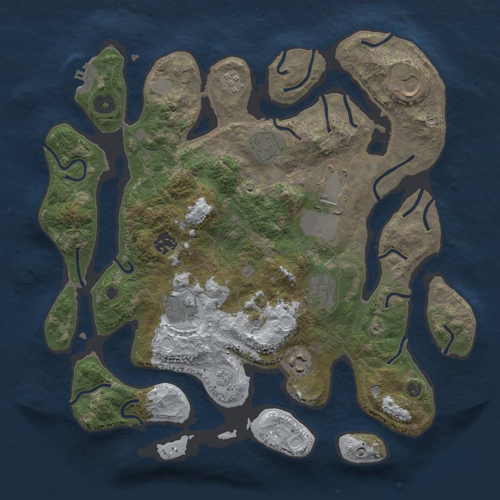 Rust Map: Procedural Map, Size: 3550, Seed: 342238, 16 Monuments