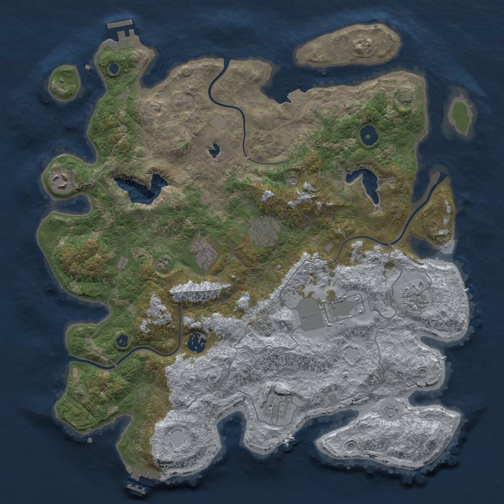 Rust Map: Procedural Map, Size: 4050, Seed: 386232308, 14 Monuments