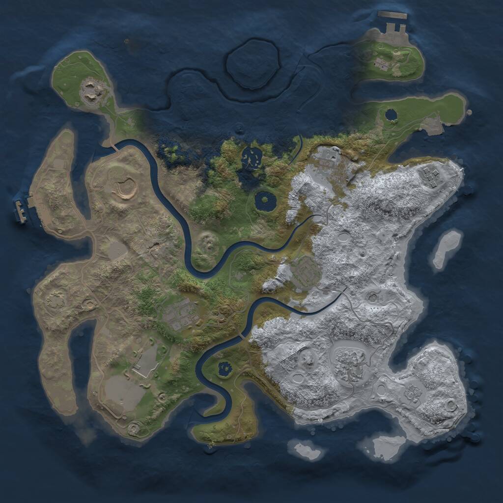 Rust Map: Procedural Map, Size: 3500, Seed: 223838, 15 Monuments