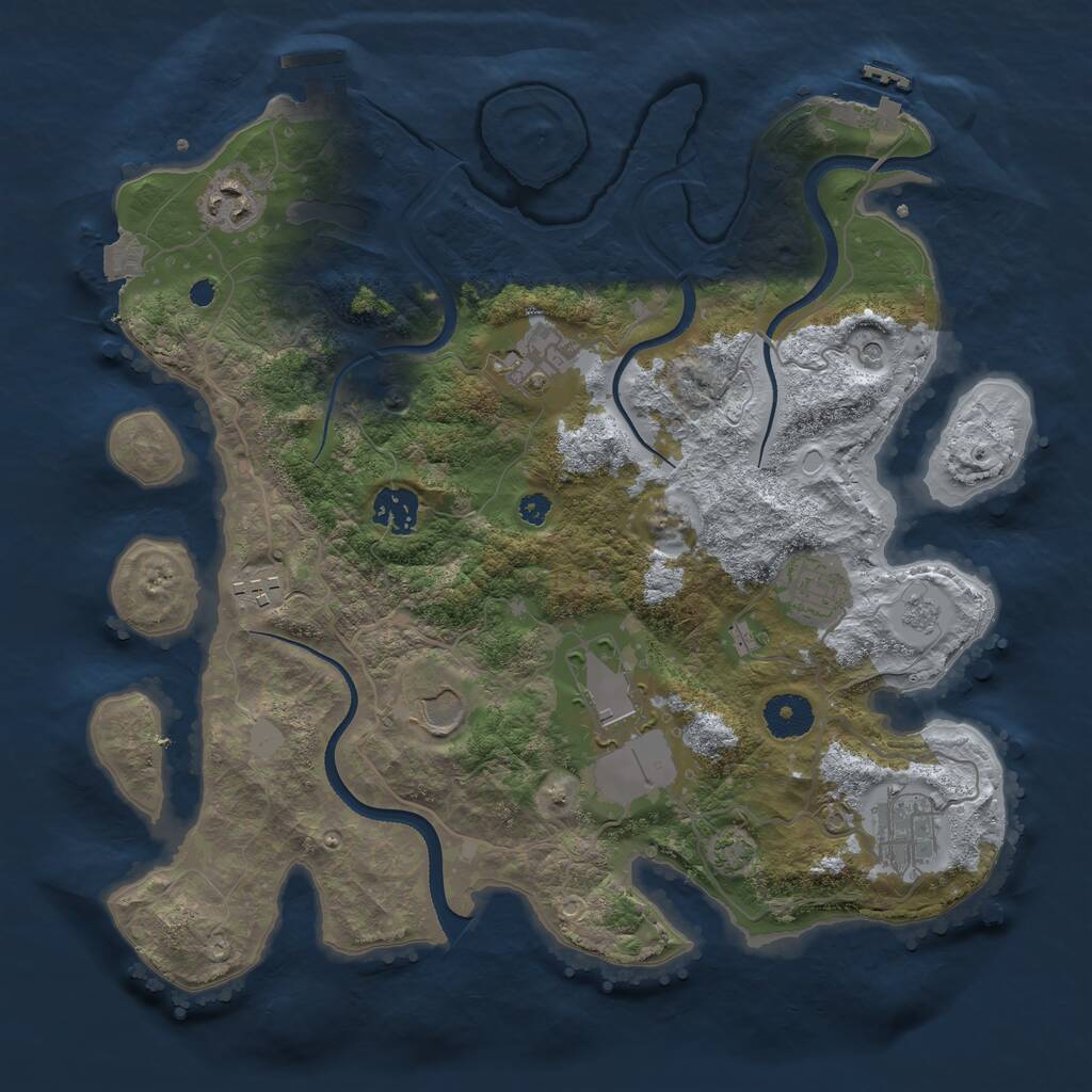 Rust Map: Procedural Map, Size: 3500, Seed: 428377081, 14 Monuments