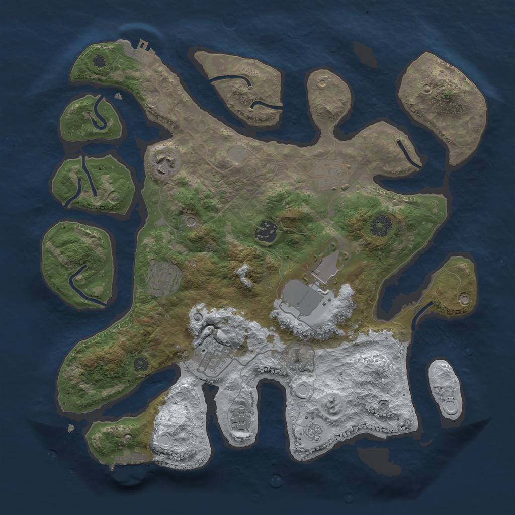 Rust Map: Procedural Map, Size: 3500, Seed: 3040808, 16 Monuments
