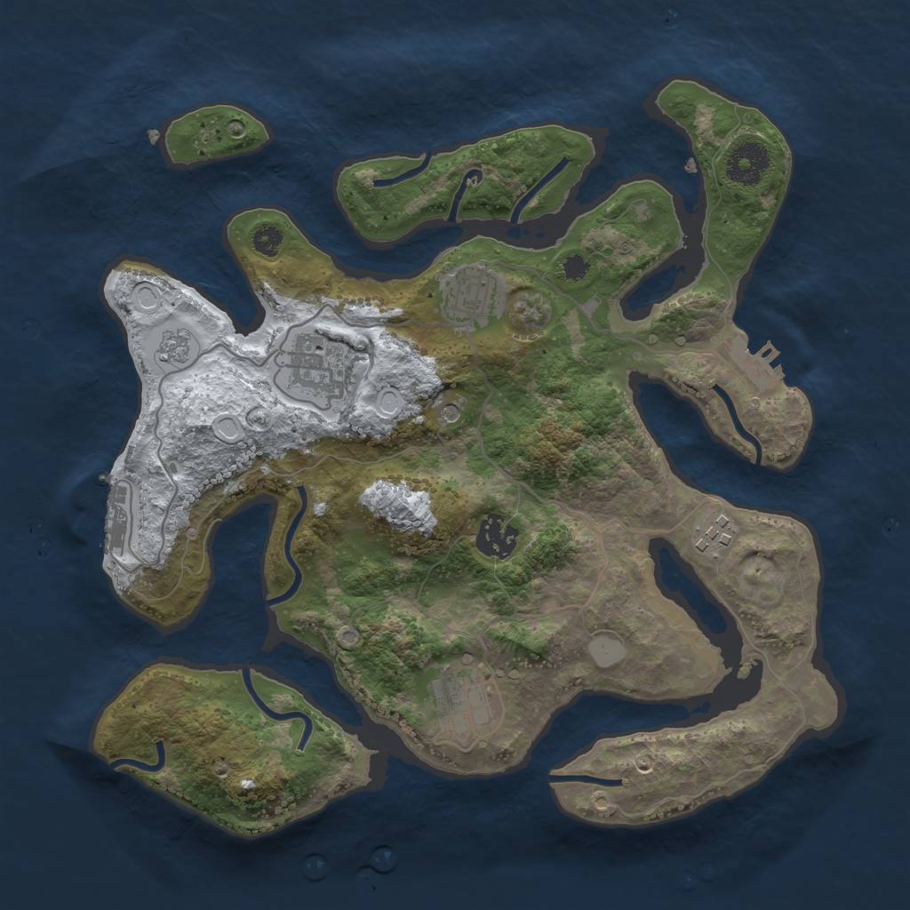 Rust Map: Procedural Map, Size: 3200, Seed: 91661577, 14 Monuments