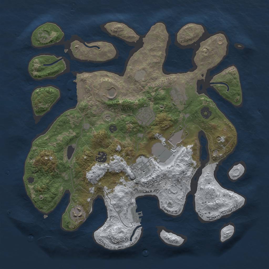 Rust Map: Procedural Map, Size: 3500, Seed: 4610621, 16 Monuments
