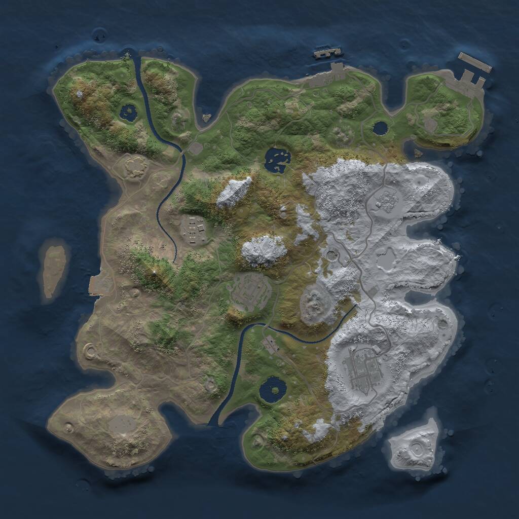 Rust Map: Procedural Map, Size: 3000, Seed: 40964776, 10 Monuments