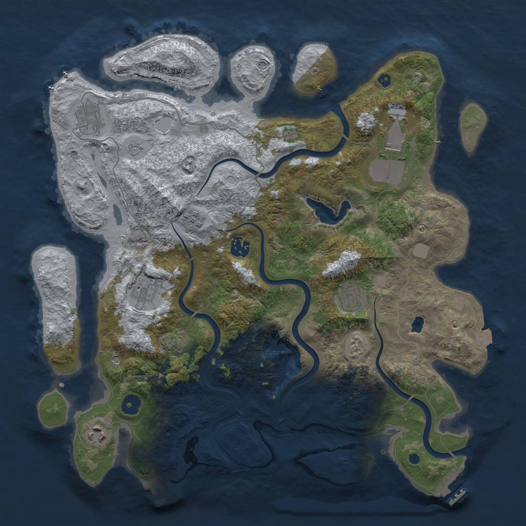Rust Map: Procedural Map, Size: 4000, Seed: 612509, 13 Monuments