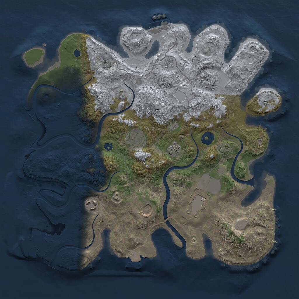 Rust Map: Procedural Map, Size: 3500, Seed: 4766669, 12 Monuments