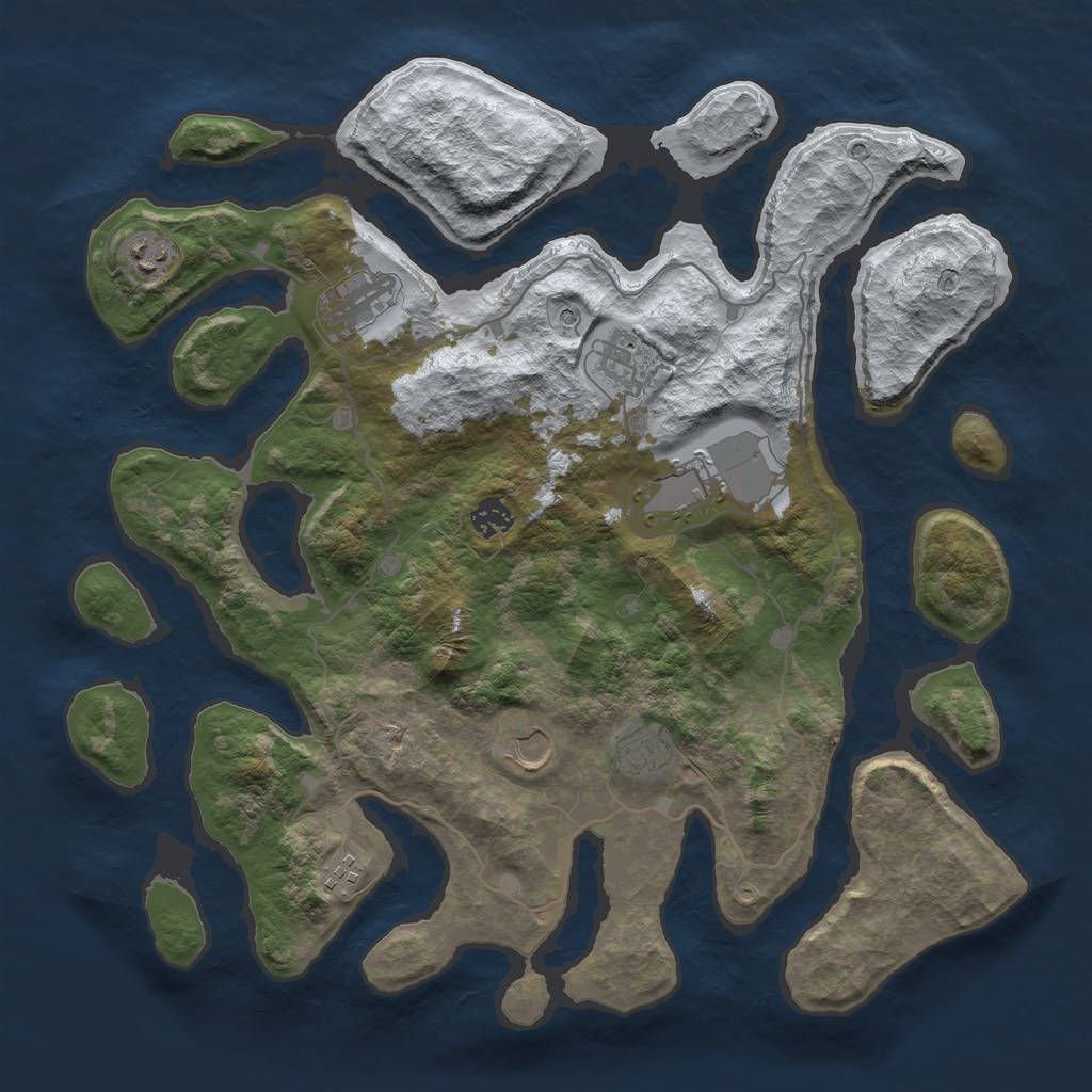 Rust Map: Barren, Size: 4100, Seed: 43258, 11 Monuments