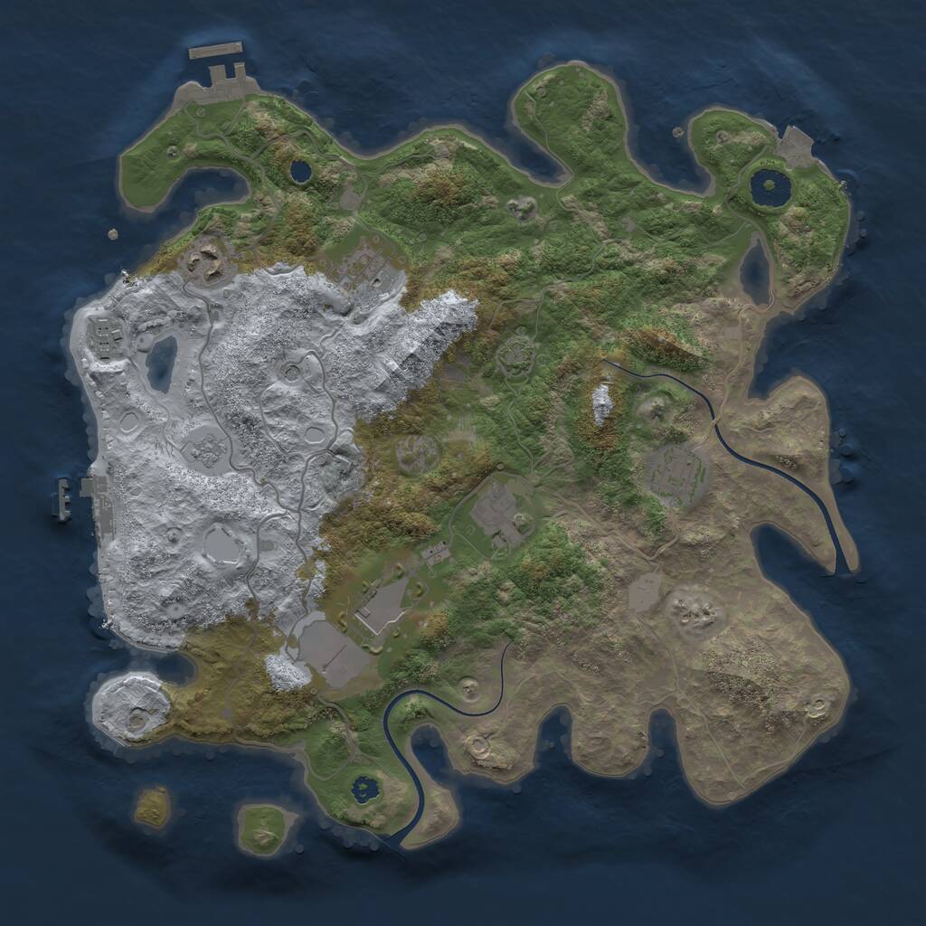 Rust Map: Procedural Map, Size: 3500, Seed: 4963907, 12 Monuments