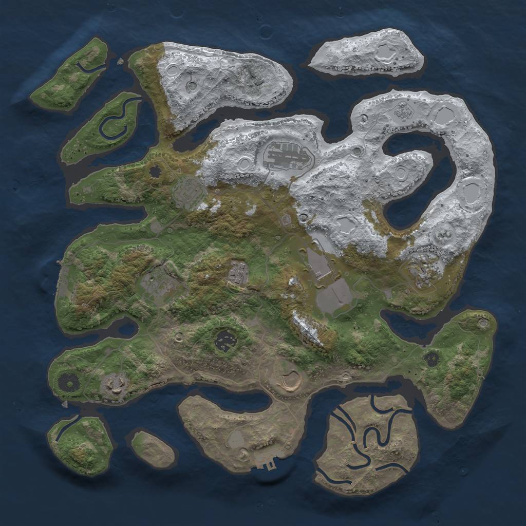 Rust Map: Procedural Map, Size: 3800, Seed: 125897485, 18 Monuments