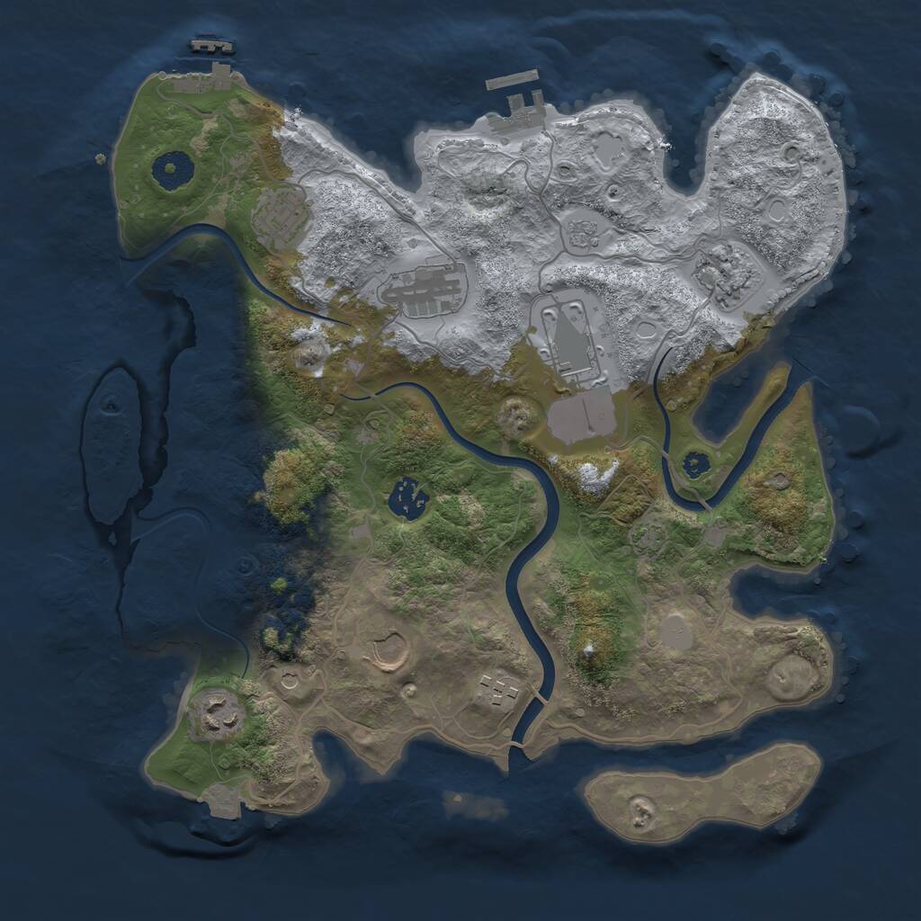 Rust Map: Procedural Map, Size: 3500, Seed: 2529000, 14 Monuments