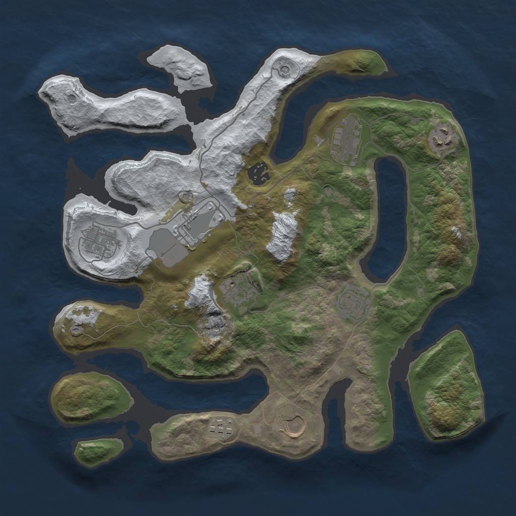 Rust Map: Barren, Size: 3500, Seed: 3851313, 12 Monuments