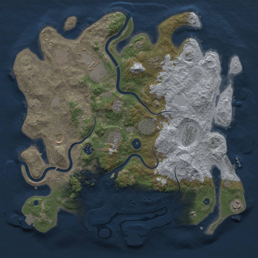 Rust Map: Procedural Map, Size: 3950, Seed: 1745777287, 16 Monuments
