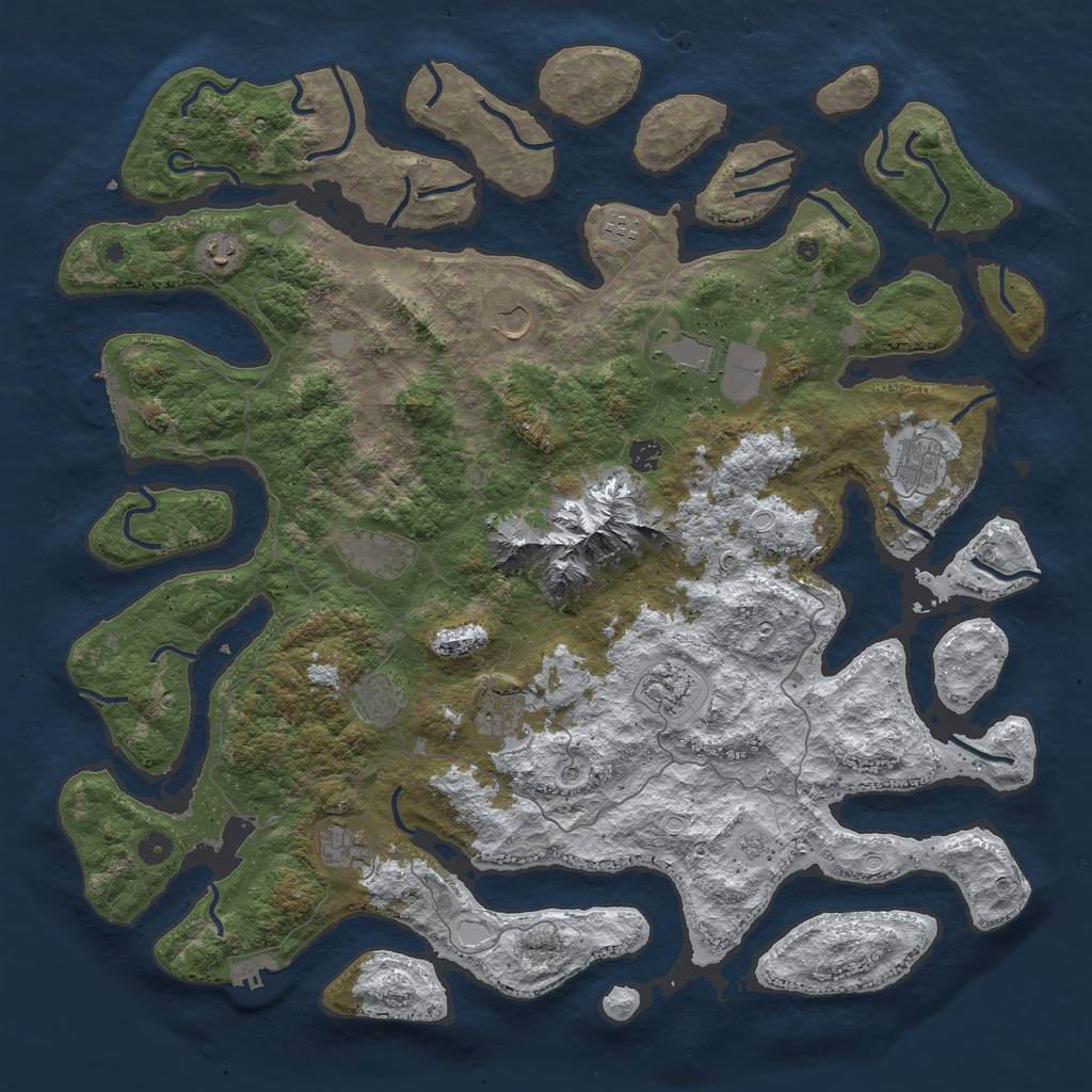Rust Map: Procedural Map, Size: 5000, Seed: 1150286845, 20 Monuments