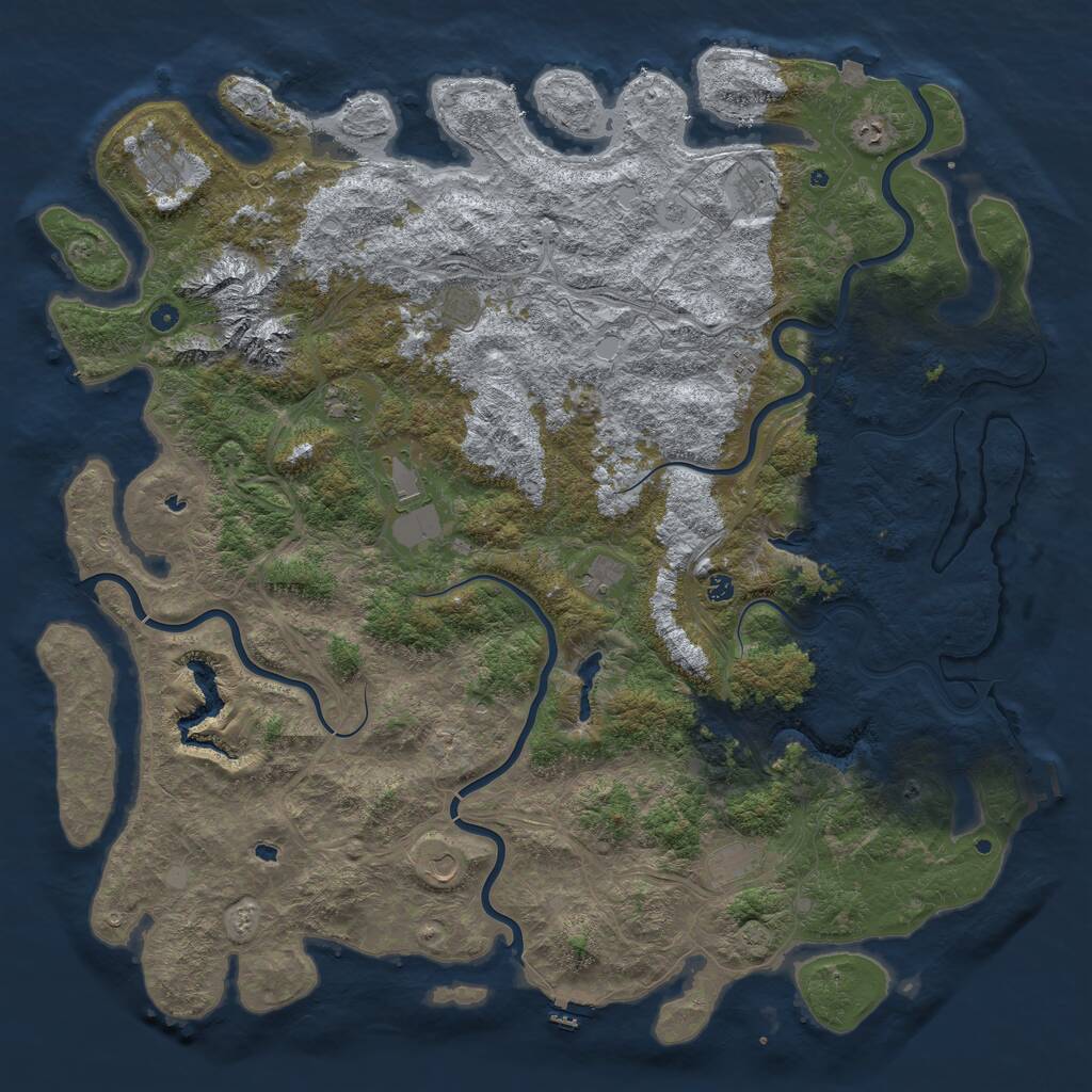 Rust Map: Procedural Map, Size: 6000, Seed: 673823, 17 Monuments