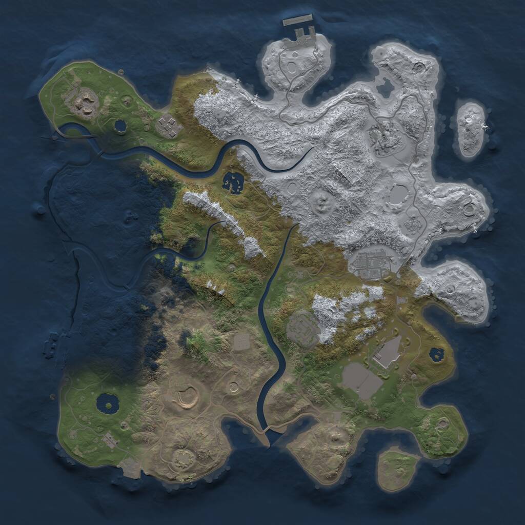 Rust Map: Procedural Map, Size: 3550, Seed: 583866, 14 Monuments