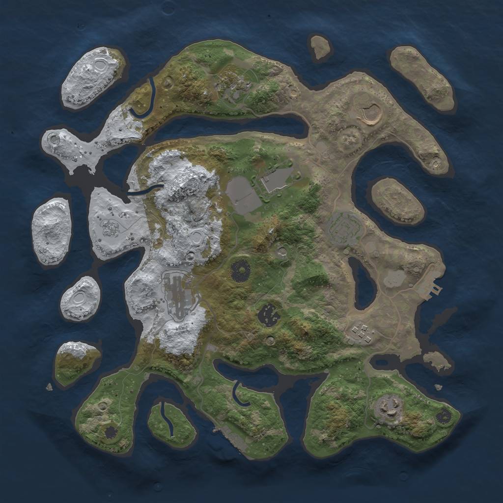 Rust Map: Procedural Map, Size: 3500, Seed: 3984236, 17 Monuments