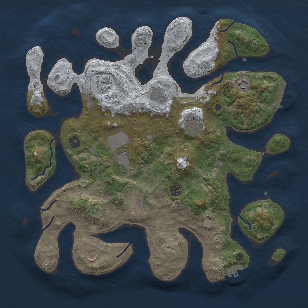 Rust Map: Procedural Map, Size: 4000, Seed: 455837, 18 Monuments