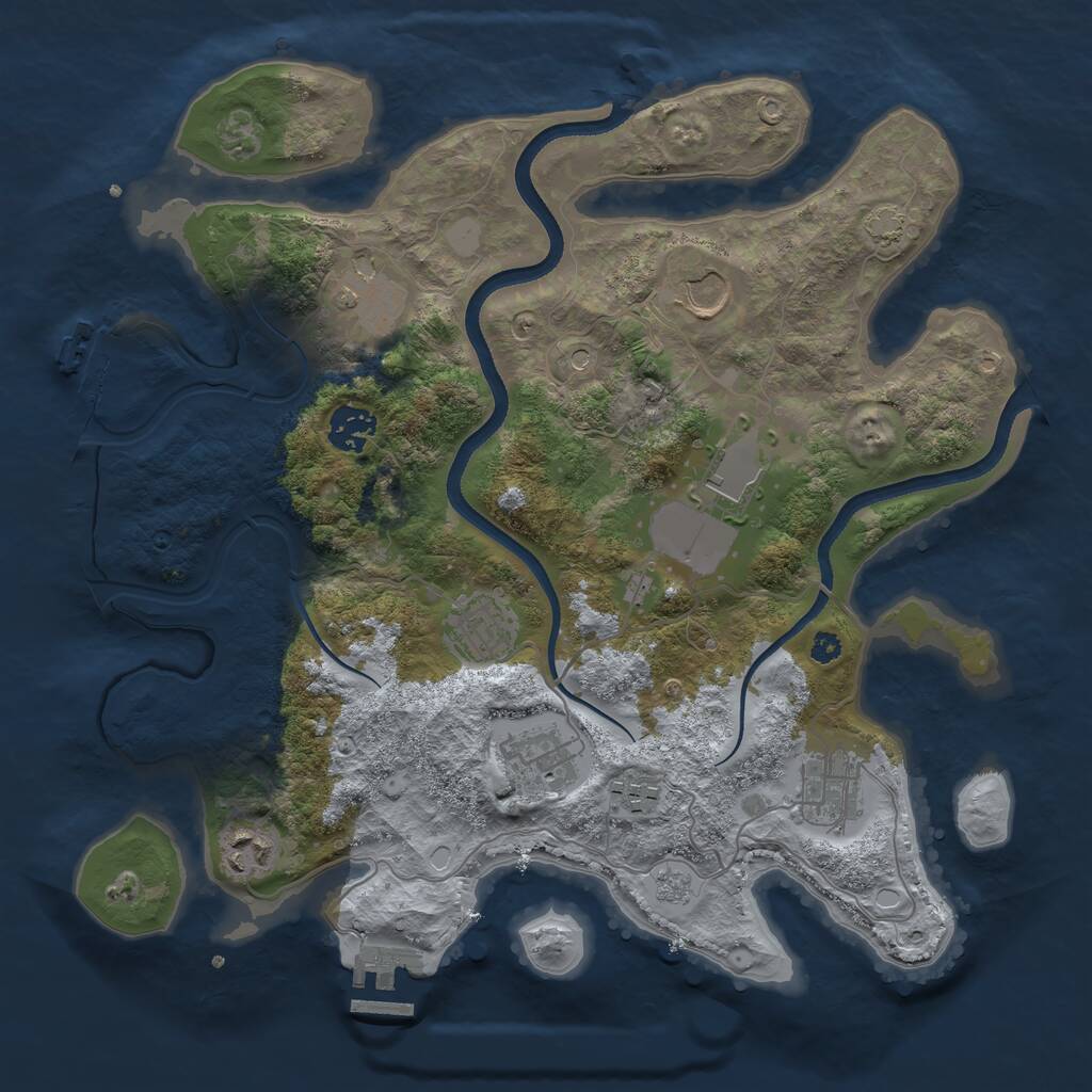 Rust Map: Procedural Map, Size: 3500, Seed: 54876, 15 Monuments