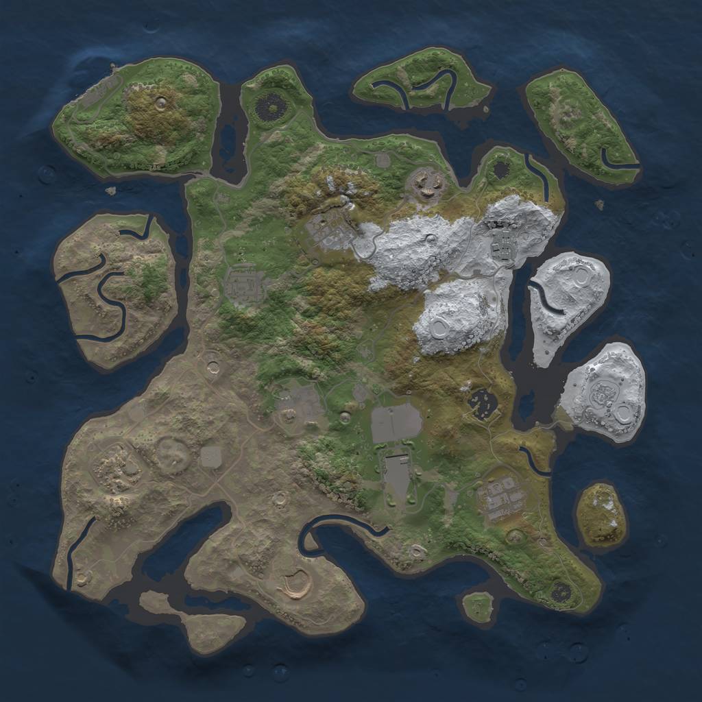 Rust Map: Procedural Map, Size: 3600, Seed: 58587, 18 Monuments