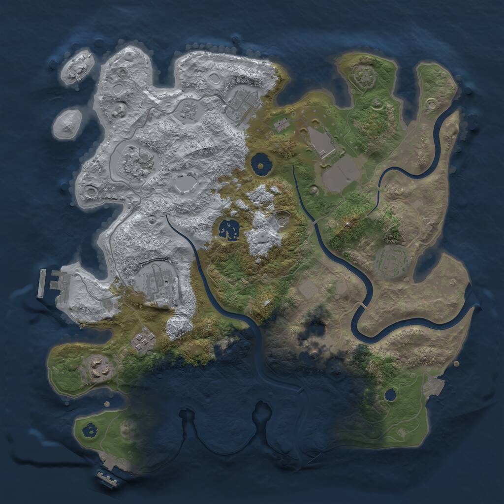 Rust Map: Procedural Map, Size: 3500, Seed: 1380495671, 15 Monuments