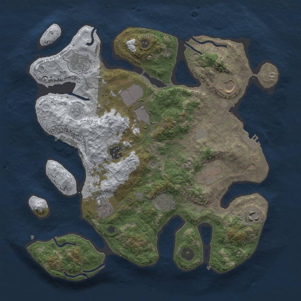 Rust Map: Procedural Map, Size: 3500, Seed: 6366323, 17 Monuments