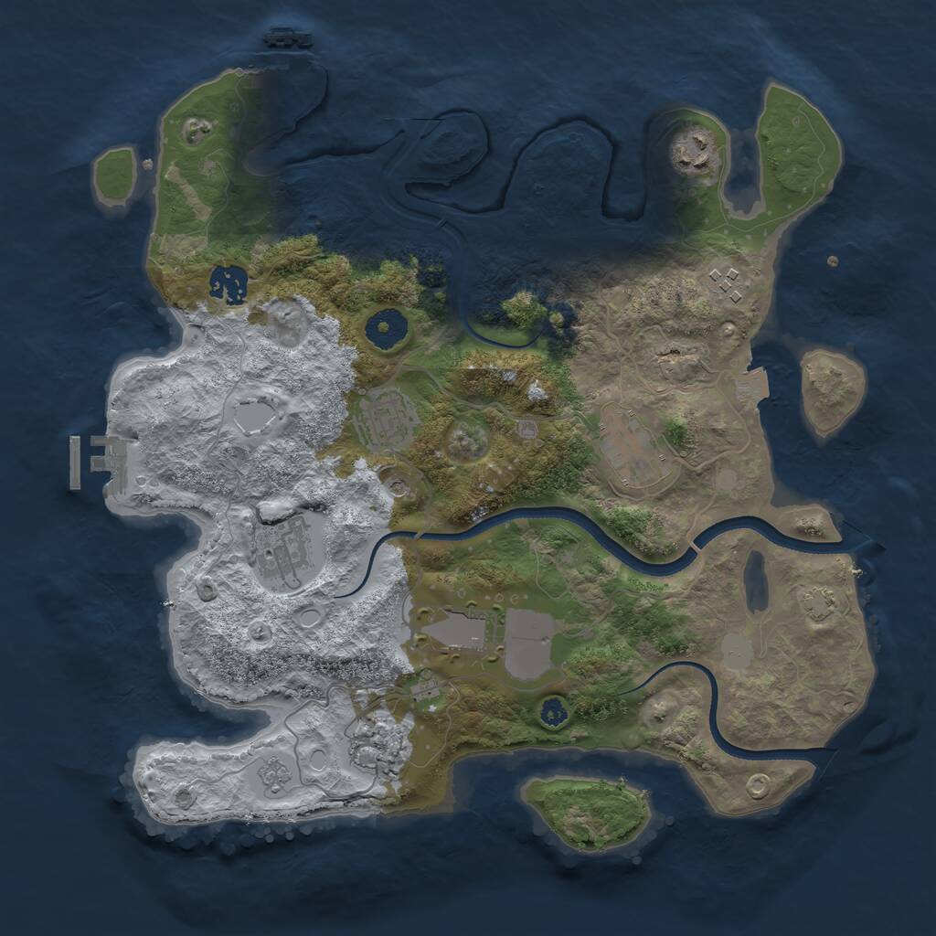 Rust Map: Procedural Map, Size: 3500, Seed: 2091243, 14 Monuments